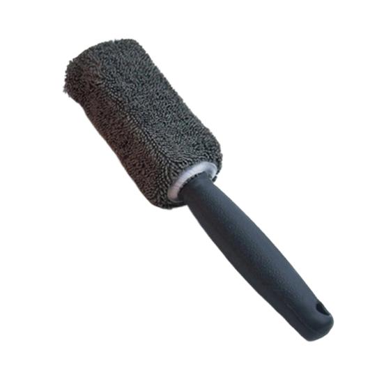 Microfiber Tire Brush with Long Handle Car Wheel Cleaning Tool with Soft Bristles Scratch-Free Essential Auto Detailing Accessory