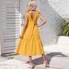 Women's 2026 new waist casual vacation beach large skirt suspender European and American dress