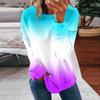 Women's Round Neck Tops Cotton Women's Casual Fashion Print Long Sleeve O-Neck Pullover Top Blouse
