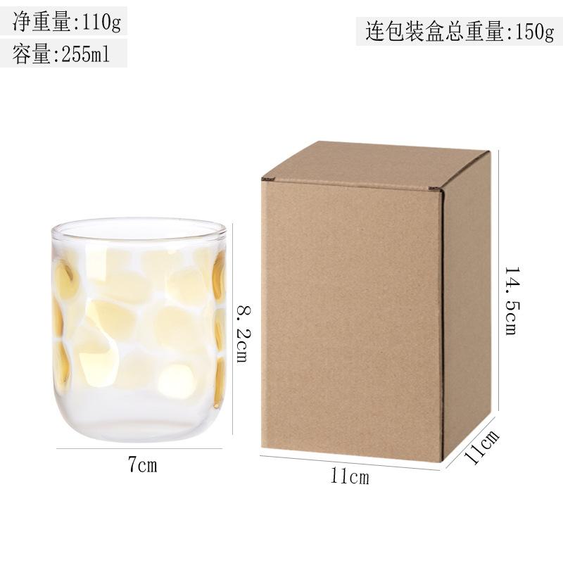 

Colorful Candy Dot Glass Cup Transparent Water Bottle for Juice Milk Breakfast 301-400ml