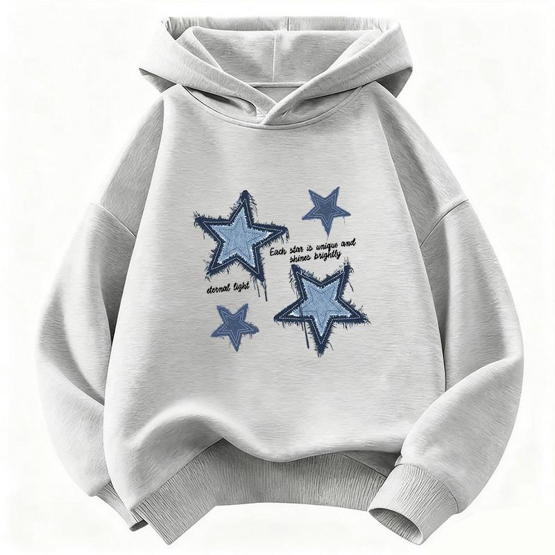 Streetwear Star Printed Hoodie Children's Sweatshirt Cute Hip Hop Hoody for Boys Girls Autumn Winter Casual Hoodies
