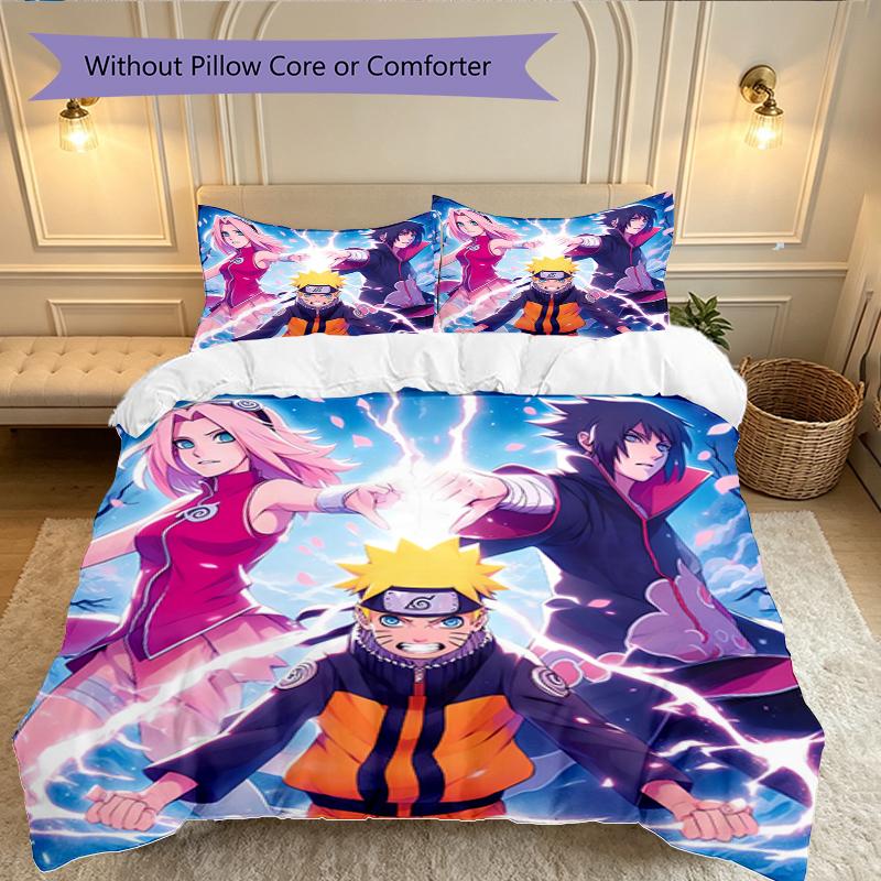 3pcs Duvet Cover Set, Game Role Naruto Bedding Set, Machine Washable, Breathable Fabric, All-Season Cozy Bedroom Accessory