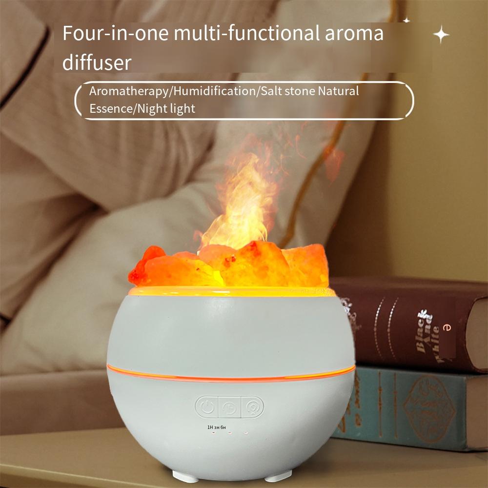 1PC Creative Salt Stone Multifunctional Colorful Flame Aromatherapy Machine Home Bedroom Office Humidifier