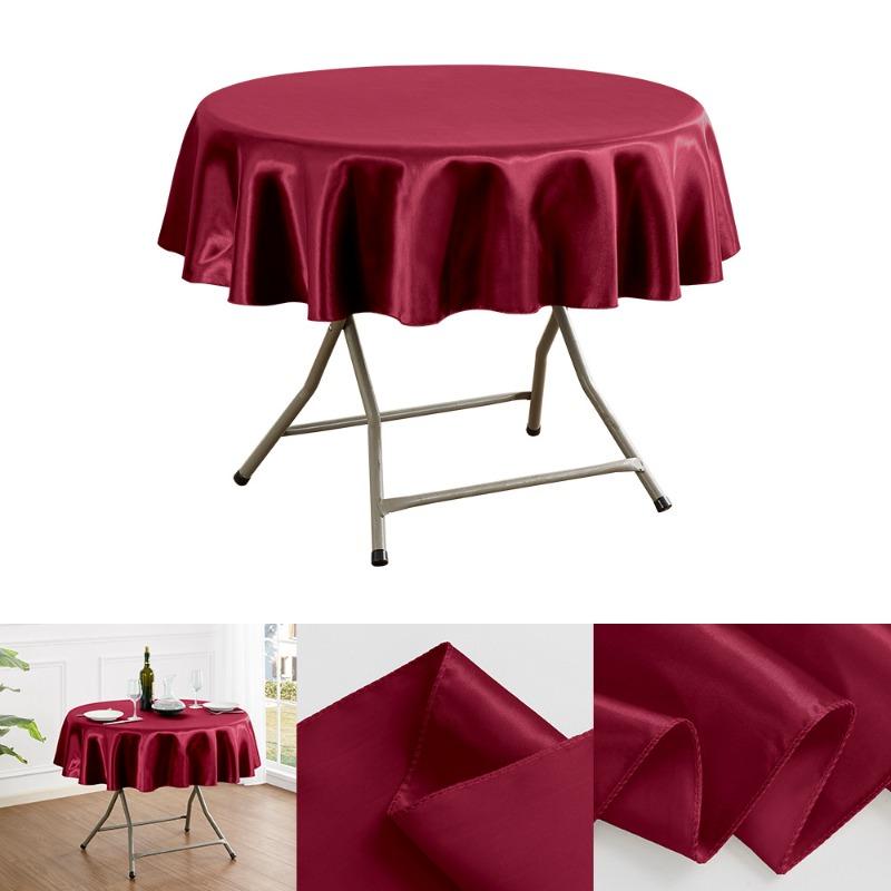 150/180/200cm Round Satin Tablecloth Bright Silk Tablecloth For Baby Shower Wedding Birthday Party Banquet Christmas Table Decor