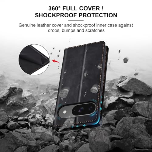 Applicable To Google Pixel9pro Mobile Phone Case Solid Color Plug-in Card Magnetic Protective Case Black