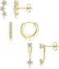 Bobisty 6Pairs Earrings for Women 14K Gold Plated Stud Hoop Stacks Earrings Set 316L Surgical Steel Earring Piercing Jewellery