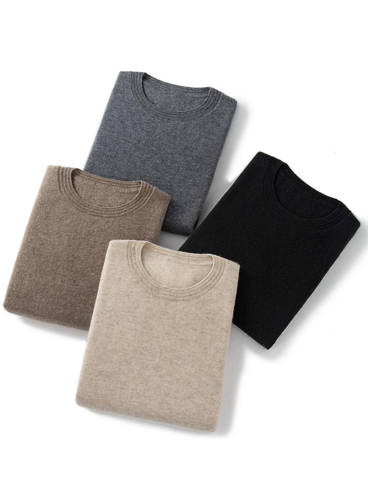 Women's 100% Pure Cashmere Round Neck Sweater - Loose Fit, Solid Color, Long Sleeve, Autumn/Winter Base Layer (170G)