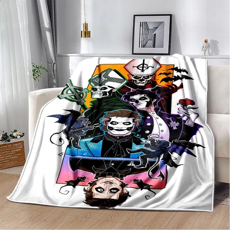 Style Ghost Band Papa Emeritus Soft Plush Flannel Throw Blanket for Bedroom Living Room Bed Sofa  Dark Heavy Metal Theme 40x50in
