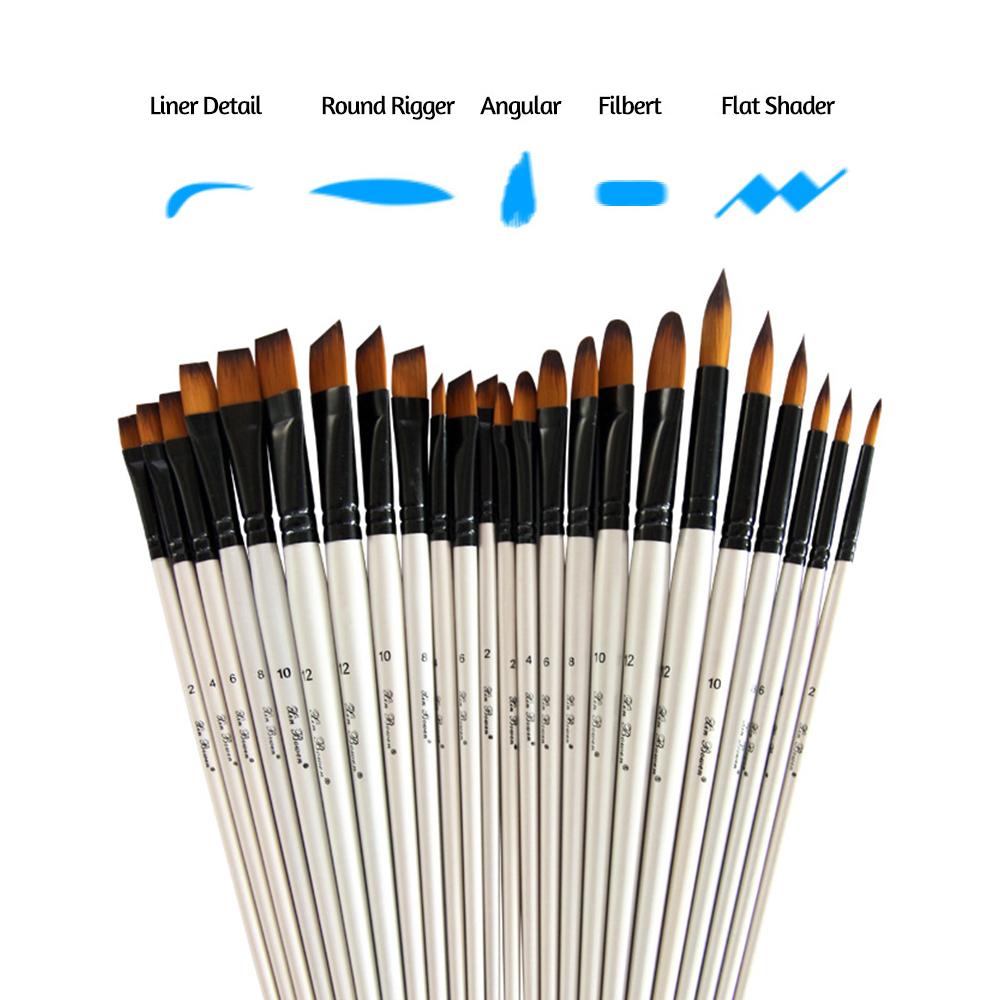 6pcs Filbert Paint Brushes Paintbrush Set Nylon Hair Paint Brush Set for Acrylic Oil Watercolor Painting Artist Professional Painting Kits Pearl Whit