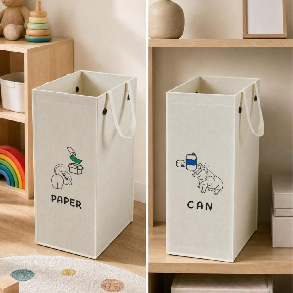 Rectangular Material Recycling Bin with Carry Handle Lightweight for Kitchen