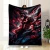 "Fiery Demon Warrior Design Blanket Art Flannel Blanket for Bedroom, Living Room, Sofa, and Nap Sofas"