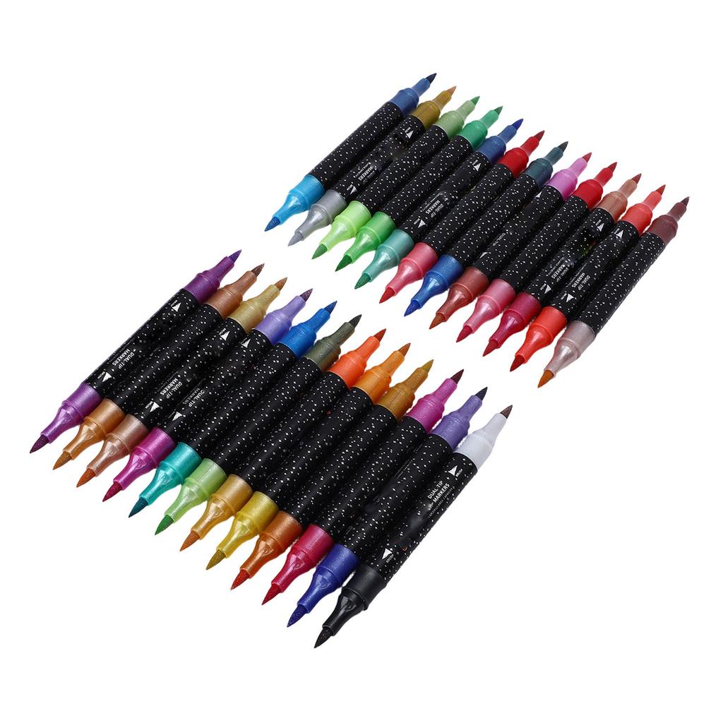 24pcs Glitter Markers Double Ended Highlighter Marker Pens for Drawing Gift Card Doodle Art Painting