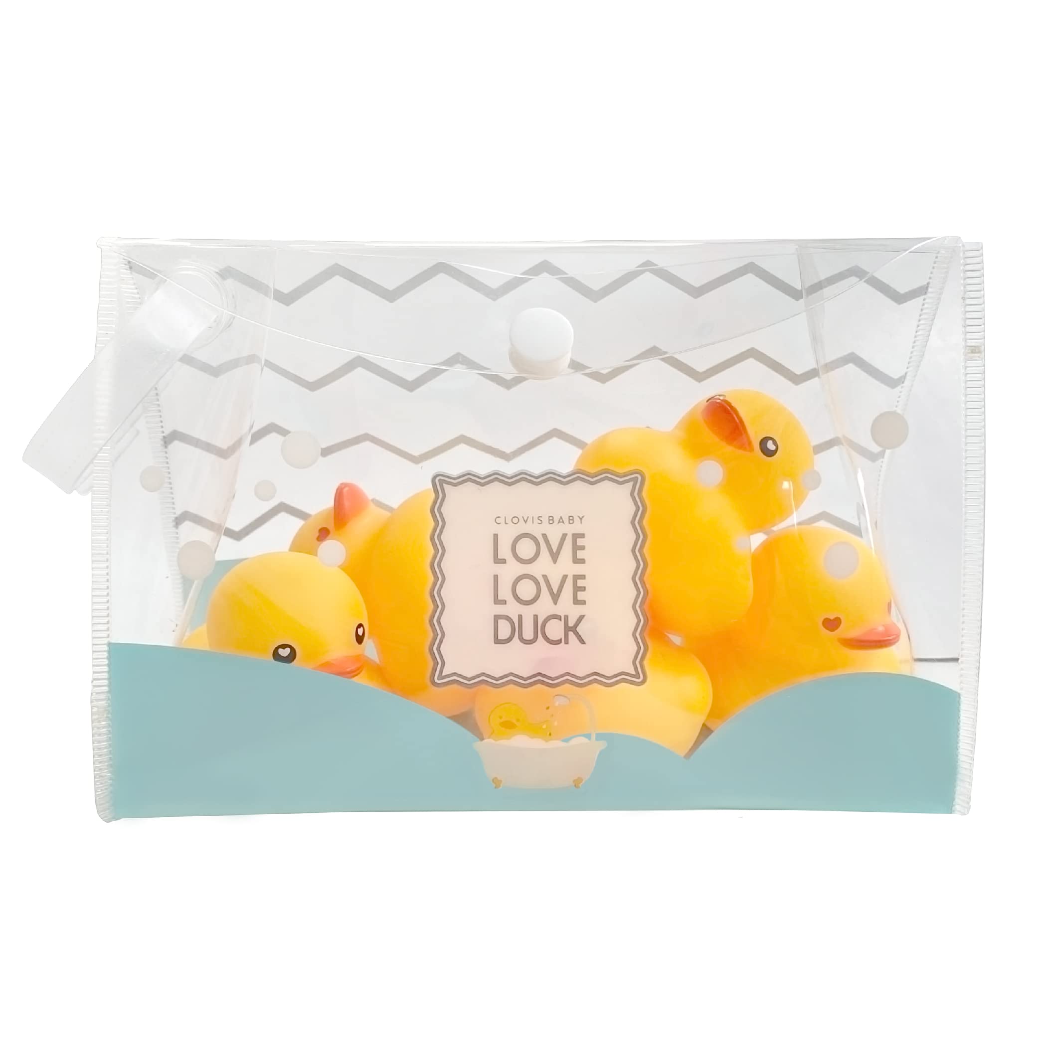 

Clovis Baby Lovely Duck with Heart Eyes in a Pouch, Perfect for Bath or Pool Play, No Air Holes, Pack of 5, CB-LLD-B, Yellow