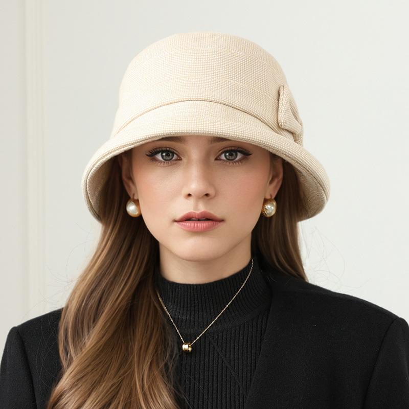 The New Women's Plaid Basin Hat In The Elderly Bucket Hat Autumn and Winter Warm Top Hat