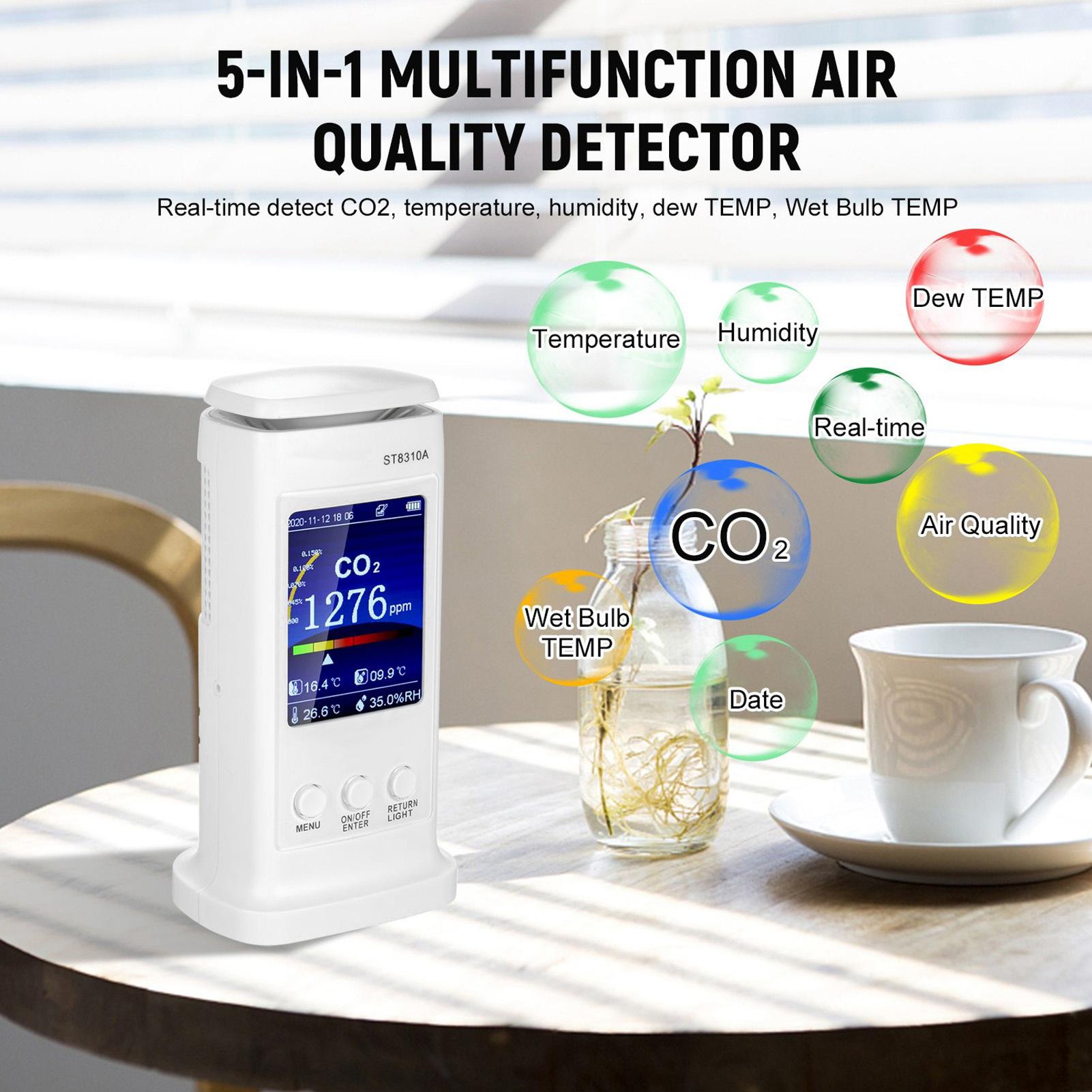 

Air Quality Meters ST8310A Carbon Dioxide Tester Recorder Air Quality Detector Temperature Humidity Monitor Air Quality Tester 100-240V EU