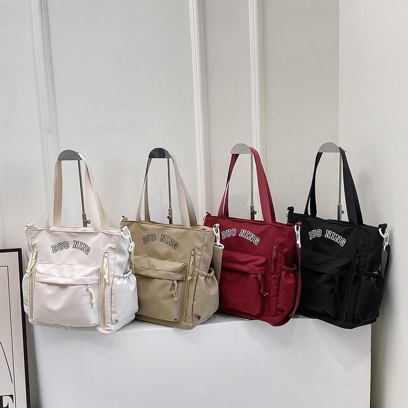 Fashionable Canvas Tote Bag For Women With Embroidered Letters And Spacious Design