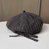 Japanese plaid strap casual retro beret fashion versatile street octagonal hat new women's painter hat