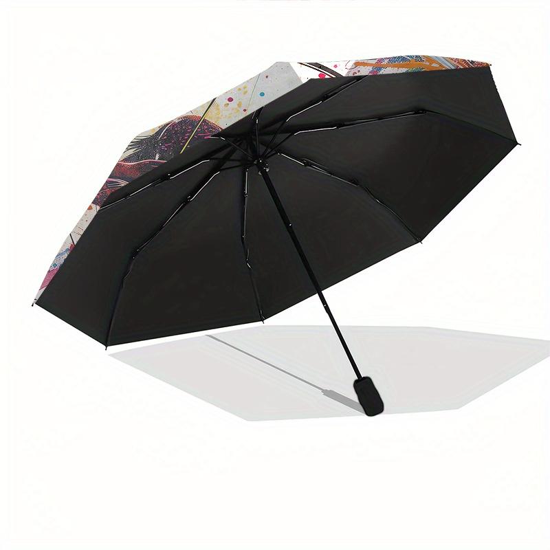 Archery, Abstract Art Automatic folding umbrella simple eight rib design, bright color pattern, durable iron frame, ideal for travel and ou