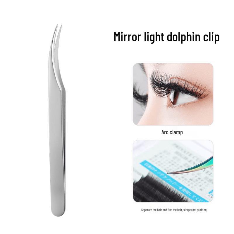 Professional Eyelash Extension Tweezers Set - Curved Tip, Blooming, Golden Feather Clip, High Precision for Lash Artists