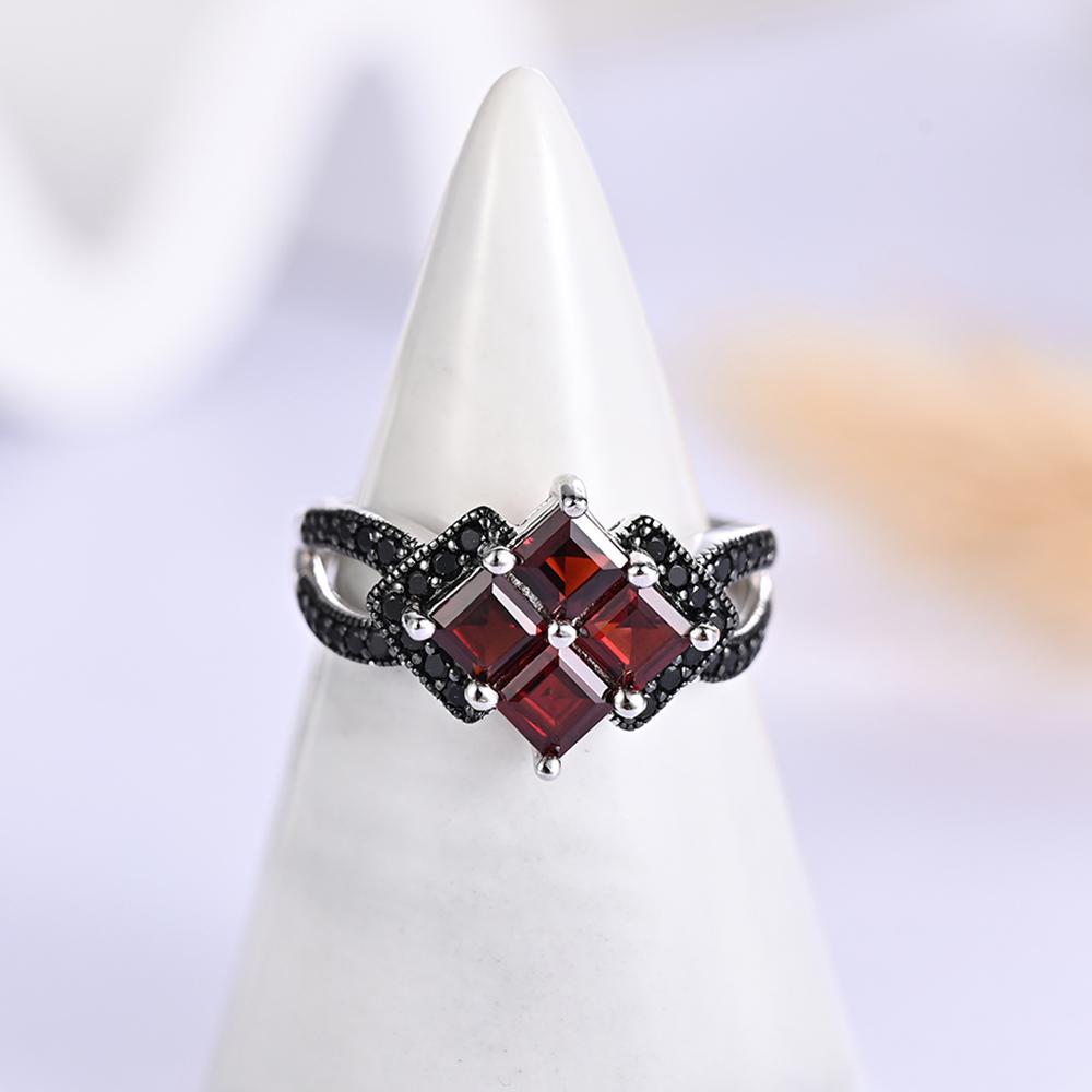 New arrival! unique ring with Natural Garnet gemstones Women's fine jewelry 925 sterling Silver