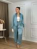 2025 European & American Women's Long Sleeve Cardigan Shirt with Casual Pants Fashion Set