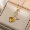 Rabbit Shape Pendant Necklace for Women Fashion Stainless Steel Chain Zirconia Necklaces Wedding Party Jewelry Accessories