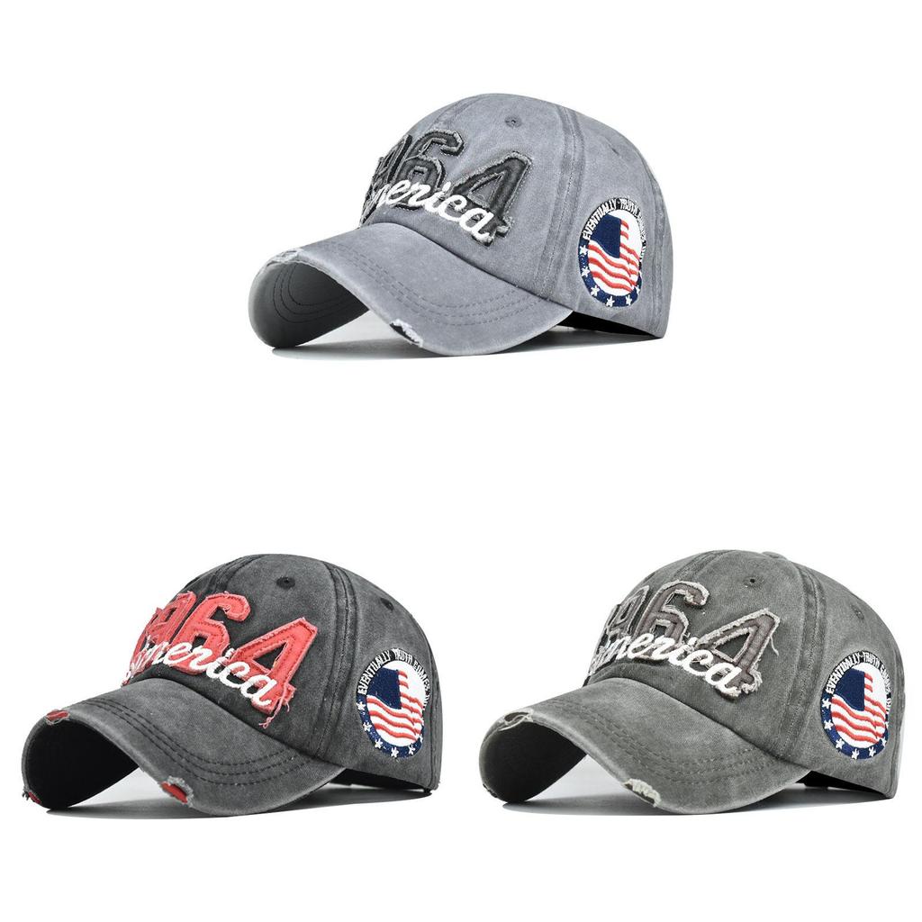 American Street Style Wash Cotton Baseball Cap With 3d Embroidery For Casual Women