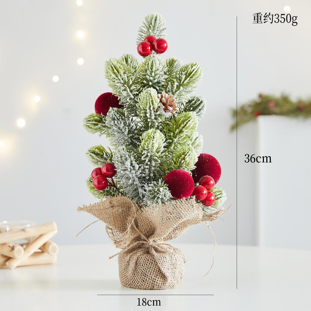 New Christmas decoration scene atmosphere arrangement small desktop Christmas tree flocking ball cafe table ornament