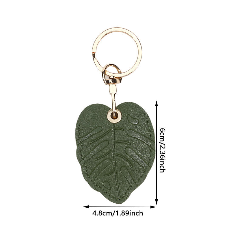 Useful PU Leather For Airtag Protective Sleeve Access Control Card Cover With Keychain Cartoon Leaf Badge Card Holders