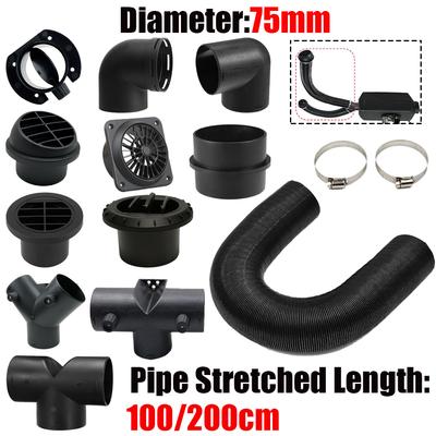 75mm Diameter 1/2M Length Air Diesel Heater Duct Pipe Tube Hose Outlet Exhaust Joiner Connector for Webasto Eberspaecher Fuel Injectors 6