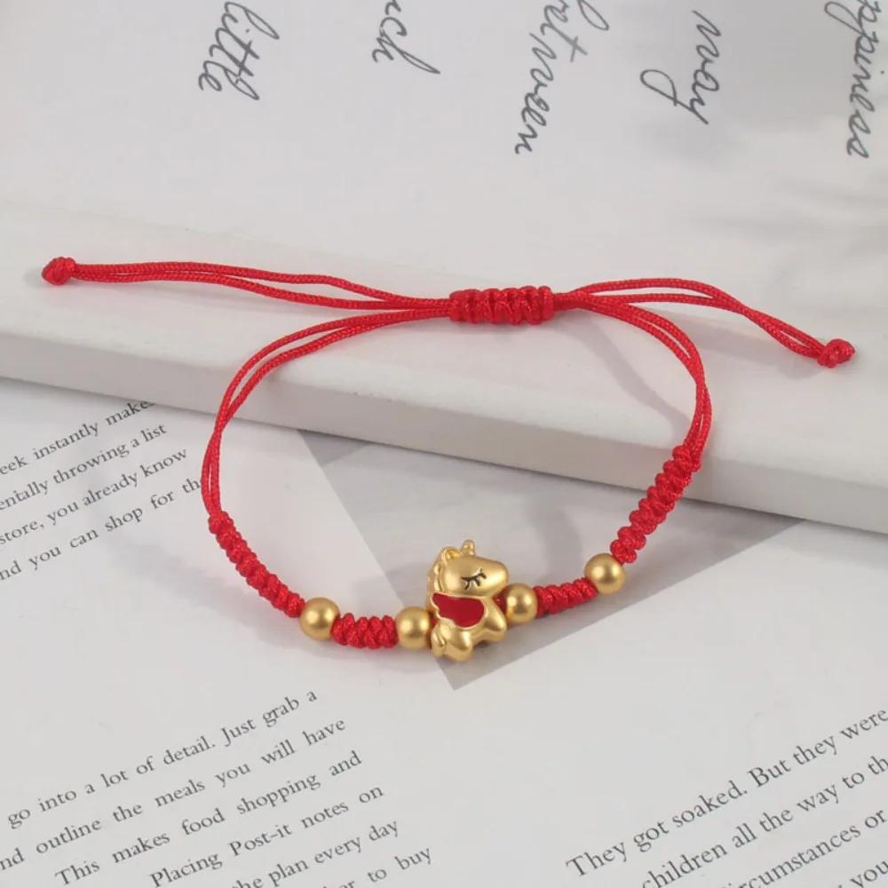 Chinesischer Stil Pferdejahr Armband 2026 2026 Pferdejahr Goldener Glücks-Pony Rotes Seil Schmuck Accessoires Tierkreiszeichen Pferd