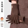 Plush Thermal Gloves Women's Winter 2025 New High-value Cycling Windproof and Cold-proof Touch Screen Driving Cotton Gloves