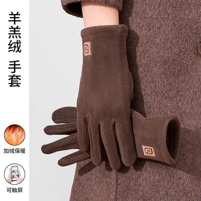 Plüsch-Thermohandschuhe Damen Winter 2025 neu hochwertig Radfahren winddicht und kältefest Touchscreen Autofahren Baumwollhandschuhe