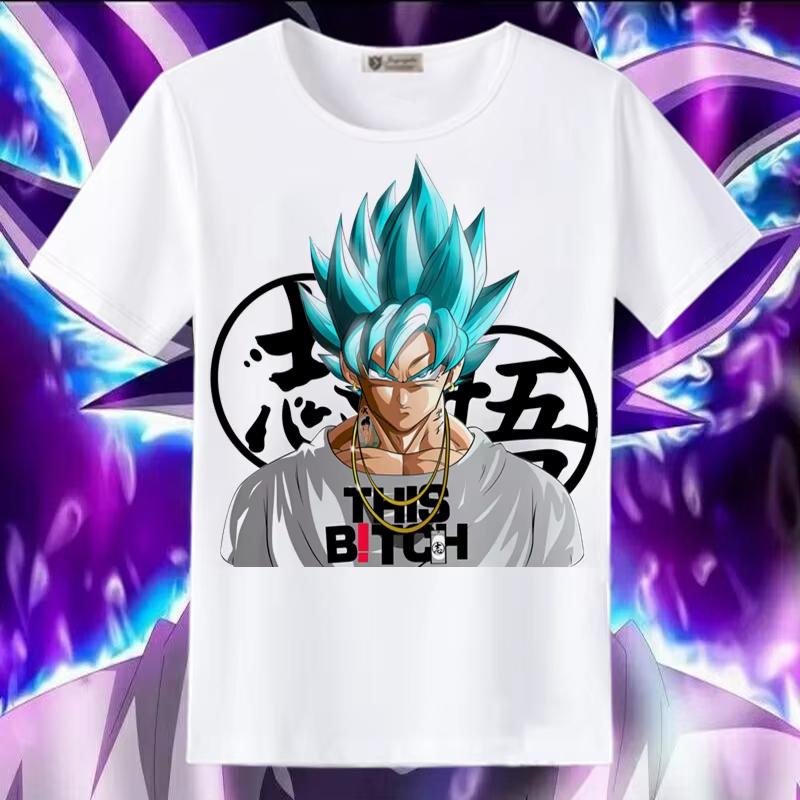 Dragon Ball Animation Derivatives Goku Vegeta Buu Frieza Printed Short Sleeve T-shirt Unisex's and Women's Fashion Cotton Top