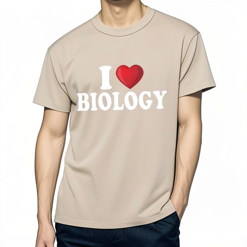 Top Tees Relaxed Fit Tshirt Soft Boys Oneck Tshirt Streetwear I Love Biology Comfort Man Tees Breathable Tee Oversized Tshirt