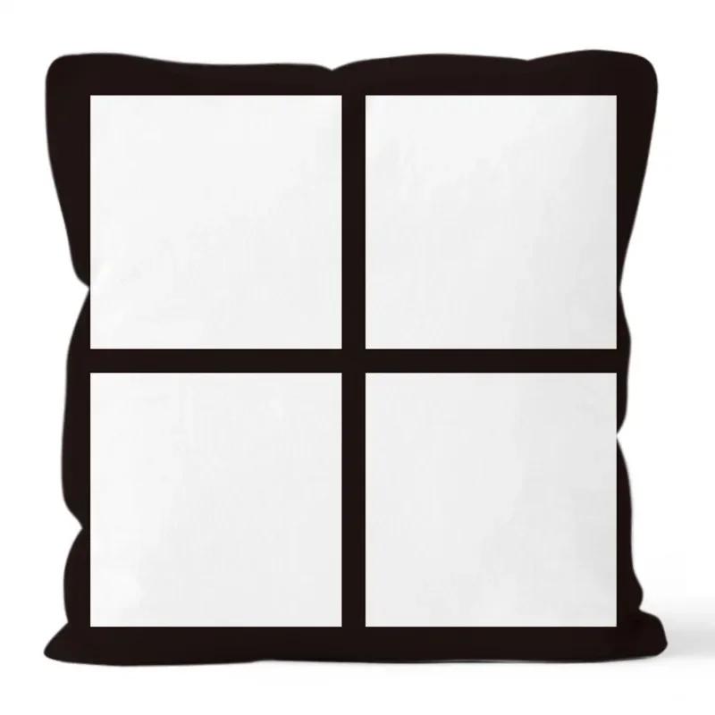 Fashionable Black and White Plaid Pillowcase Cat Paw Letter Print Pillowcase Sofa Cushion Cover Home Bedroom Room Decoration