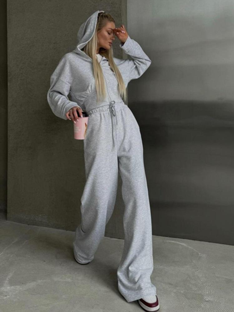 2026 New Fall Women's Casual Tracksuit Long Sleeve Zip Up Hoodie Drawstring Pants 2 Piece Set Athletic Lounge Wear