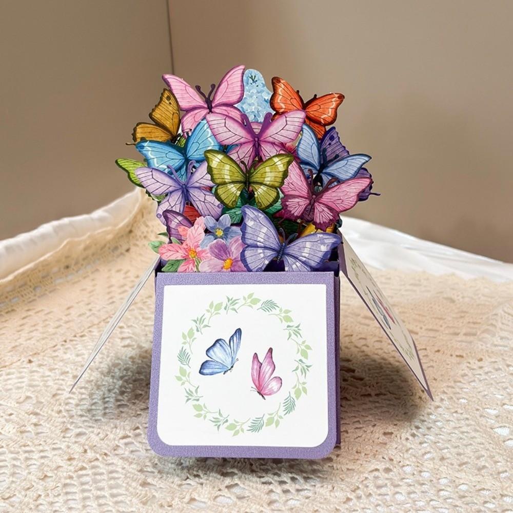 Floral Butterfly Design 3D Pop-Up Greeting Card Premium Quality Festival Use Pop-Up Birthday Card Handwritten Note