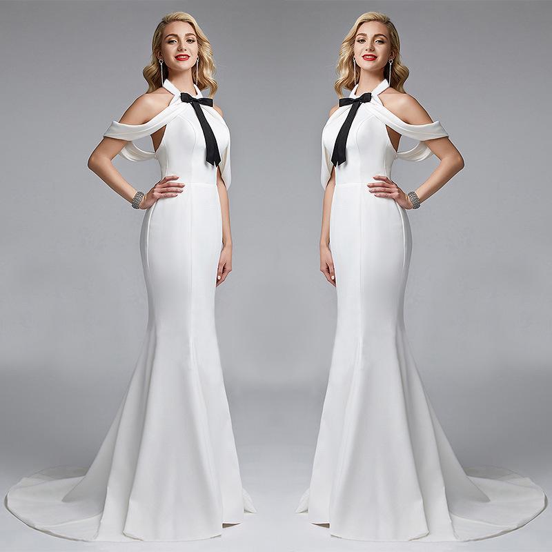 Новое белое вечернее платье, украшенное бантом, хит продаж S белый