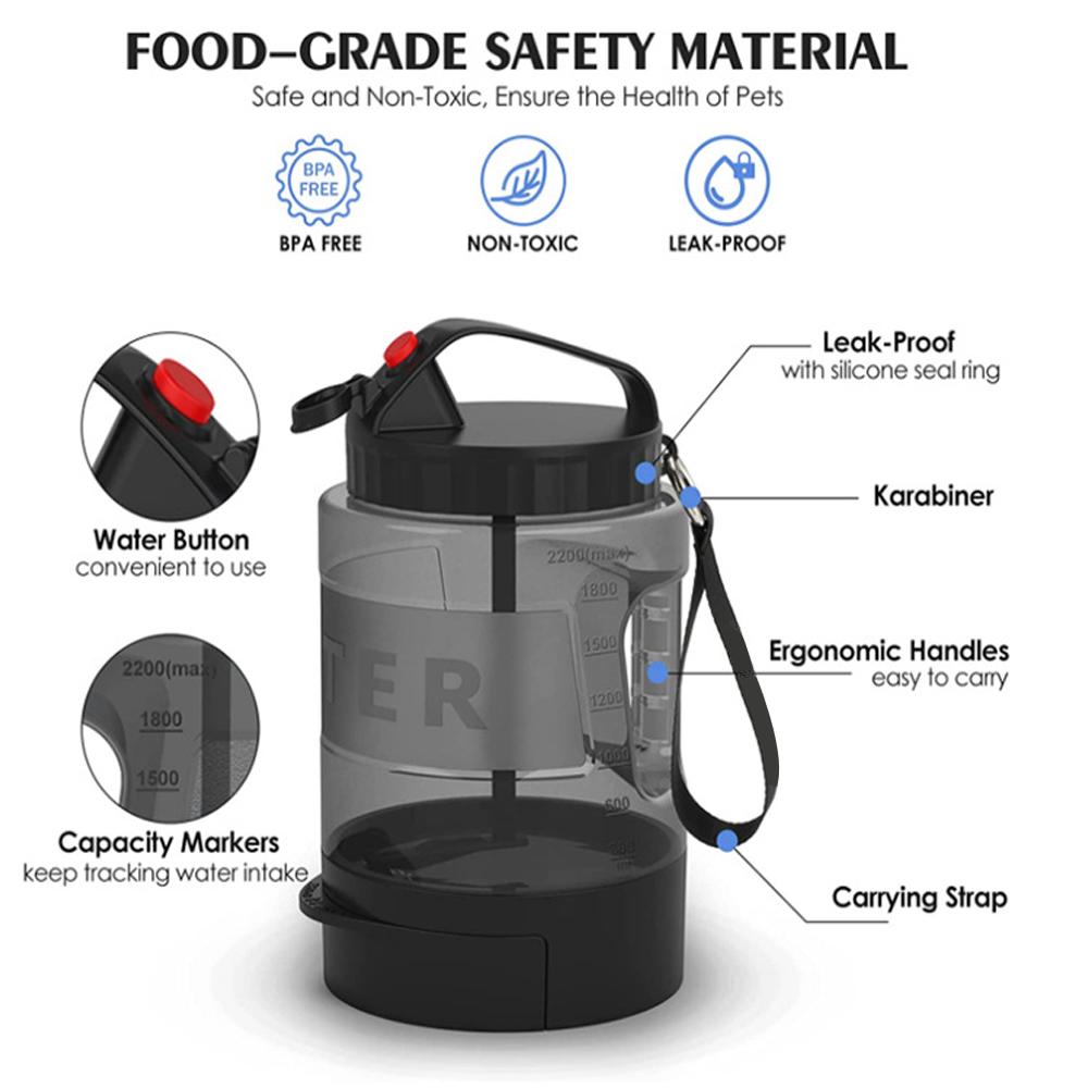 

Dog Water Bottle, 77oz 2.2L Portable Travel Dog Water Bottle Dispenser, Food Grade Safety Materials, Perfect for