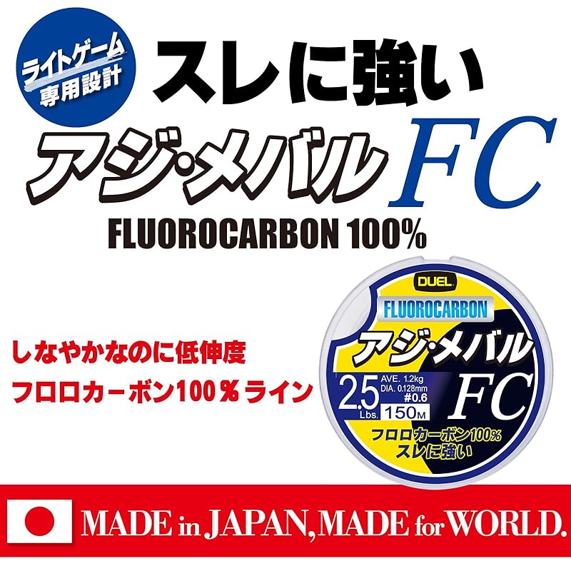 DUEL HARDCORE Fluorocarbon Line 4Lbs. HARDCORE Horse Mackerel/Mebaru FC 150m 4LbS. Natural Clear Horse Mackerel/Mebaru H3451