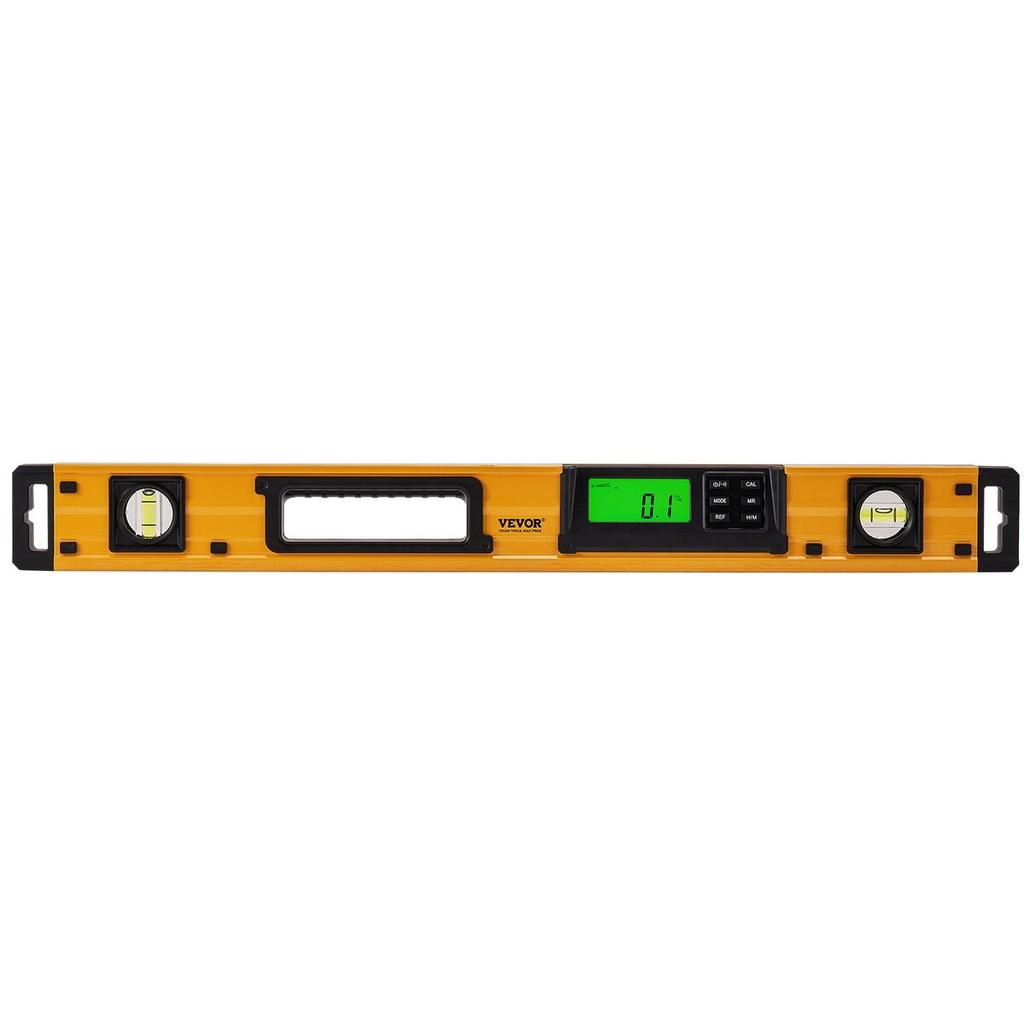 Magnetic Torpedo Level, 600mm, LED Backlit Screen Mechanical Bubble Vials Ruler for 0-360 Degree, Gravity Sensor Aluminum Alloy Leveler Tool w/