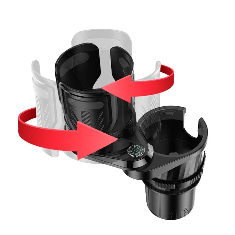 Multifunkční držák nápojů do auta 2 v 1 Rozšiřující adaptér Základní podnos 360stupňový otočný stojan Organizér Protiskluzový