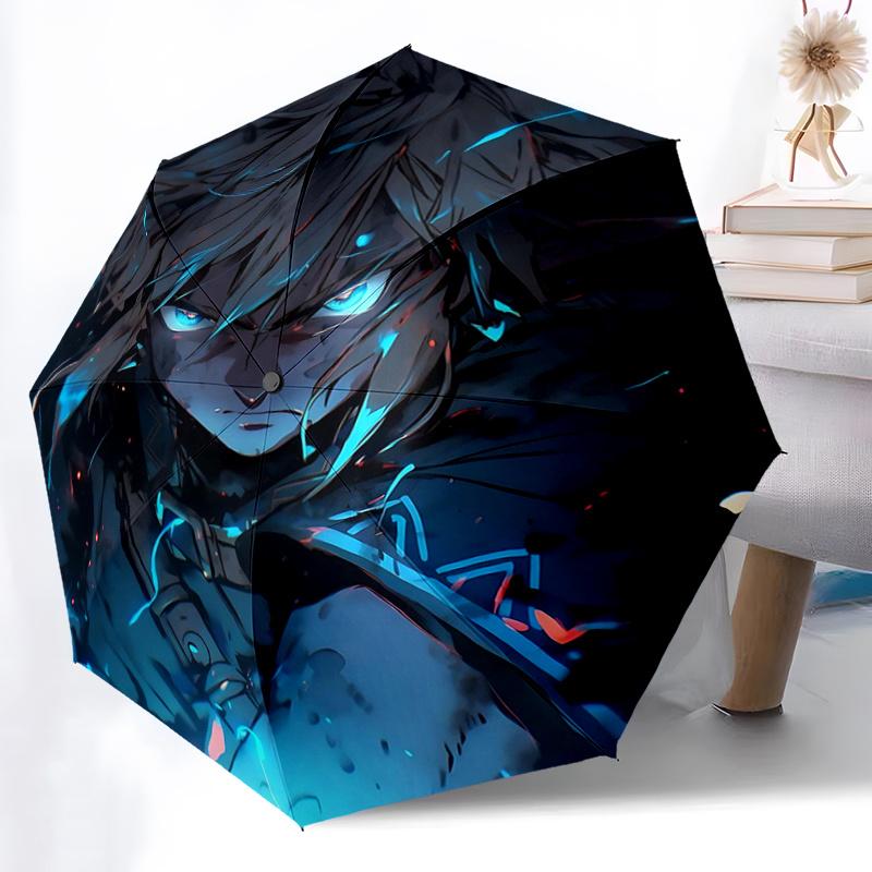 1pc Blue Eyed Warrior Automatic Opening and Closing Folding - A Good Choice for Gifts, Fashionable and Convenient Umbrella With Cute Cartoon Char