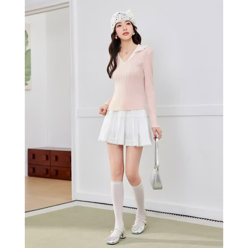 IEF French Sweet Slim-Fit Knitted Top