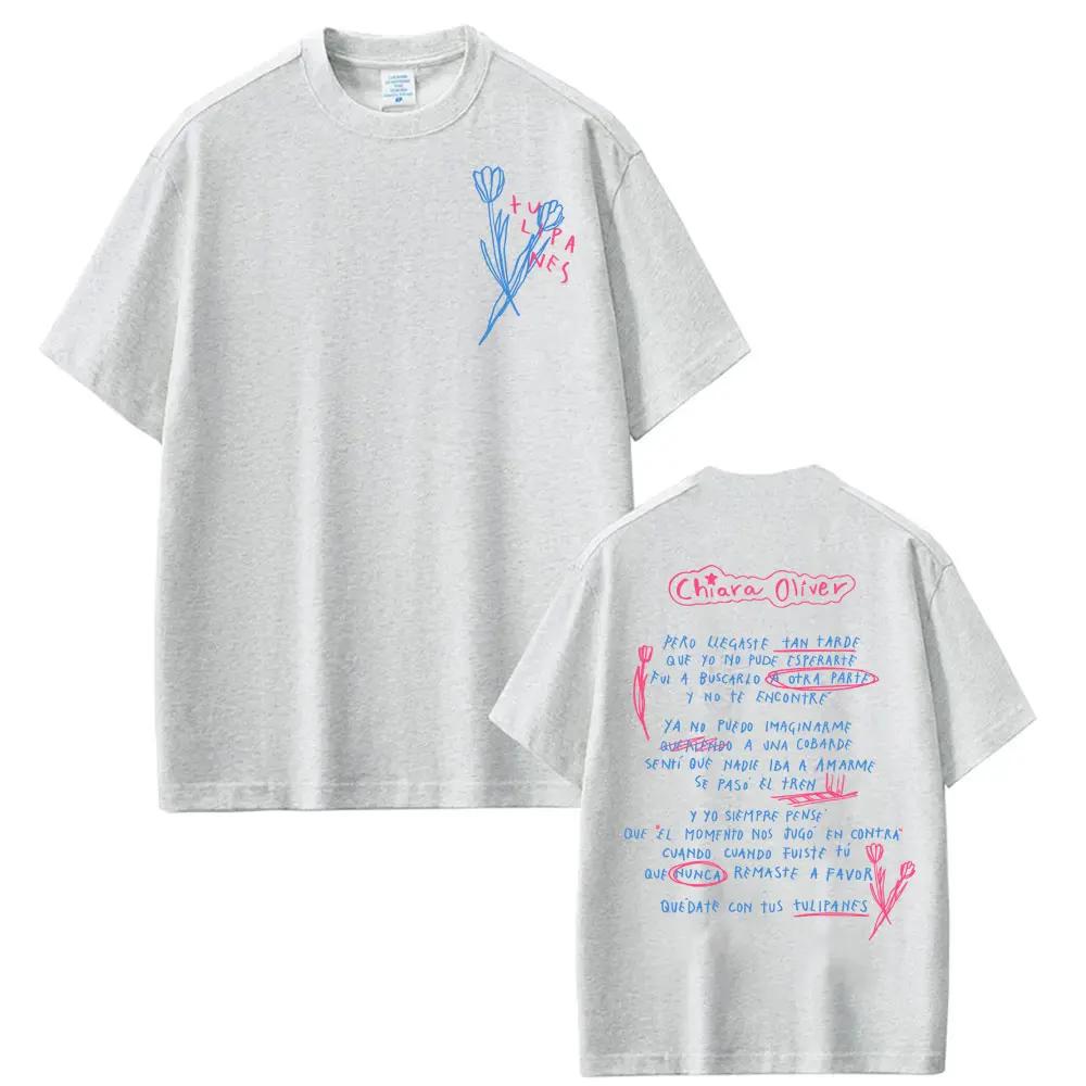 Singer CHIARA OLIVER Album Letters Graphic Tshirts Men Women Hot Sale Casual 100 Cotton T Shirt Vintage Pop Music Tshirt Tops