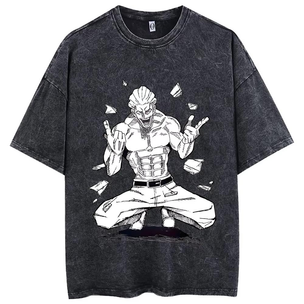 Anime Jujutsu Kaisen Fushiguro Toji Printed T Shirt Men Women Manga Tshirts Washed Cotton Tshirt Harajuku Unisex Tee Streetwear