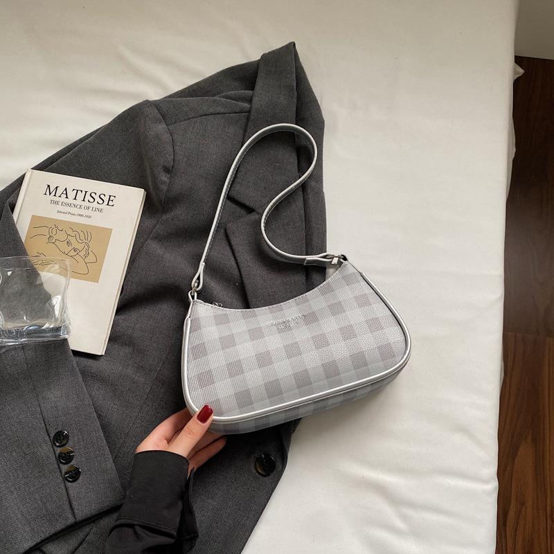 Niche Design Bag Women's New Summer Fashion Plaid Messenger Bag Single Shoulder Underarm Small Square Bag