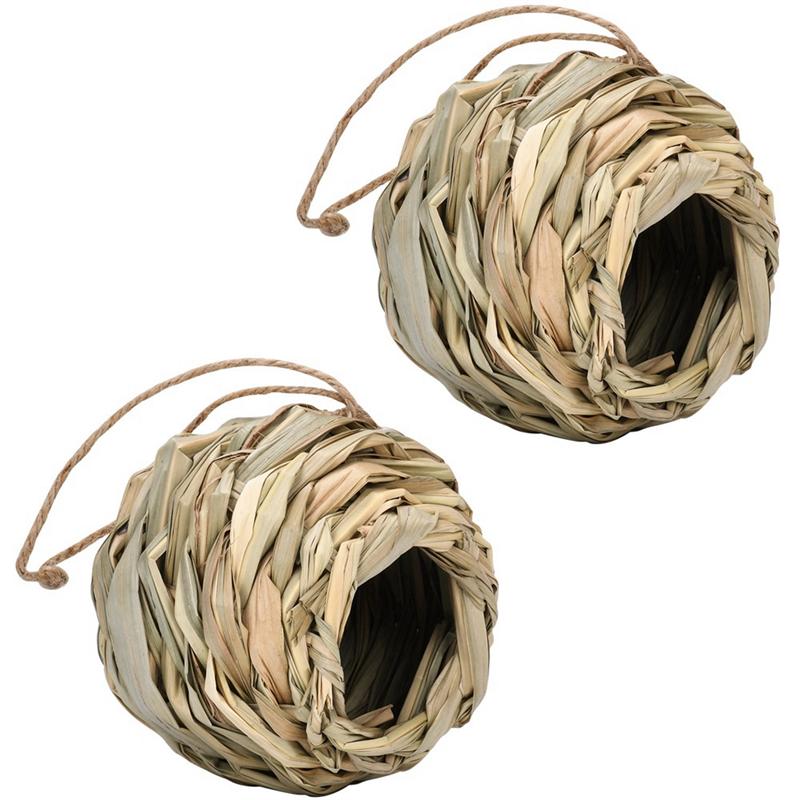 Promotion! 4Pack Hanging Bird Nest House For Outside,Hand Woven,Made Of Natural Grass For Gardens,Balconies,Tree Trunks