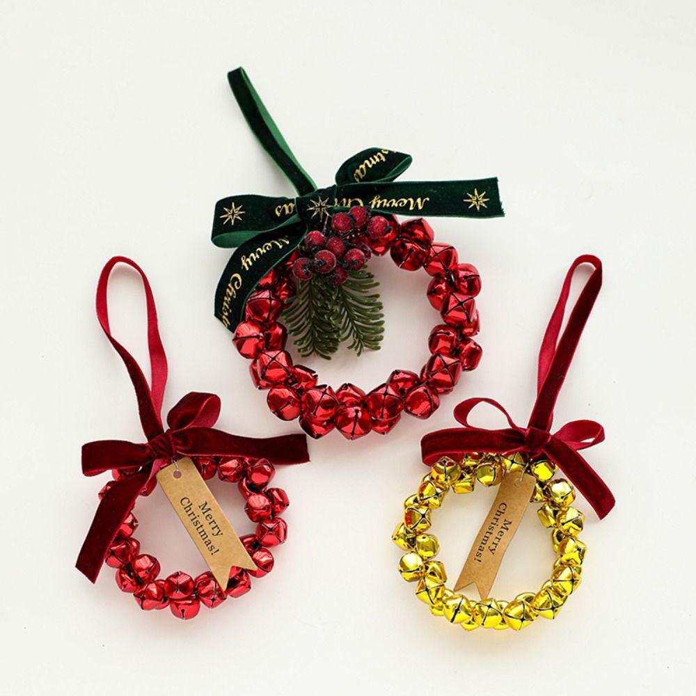 Handmade Christmas Bells Wreath Iron Xmas Tree Hanging Bells  Wedding Supplies